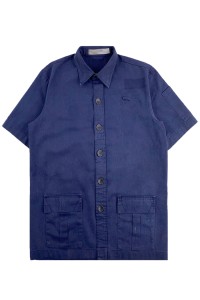 訂製寶藍色工業制服襯衫     筆插設計    工業制服中心  D381
